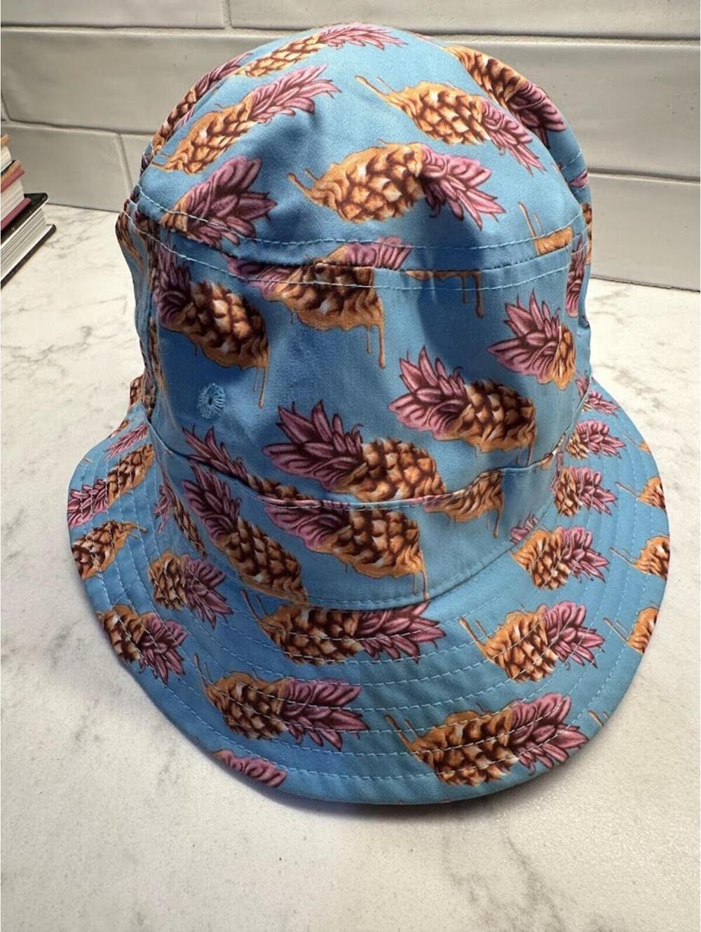 Pineapple Print Bucket Hat Blue Pink
